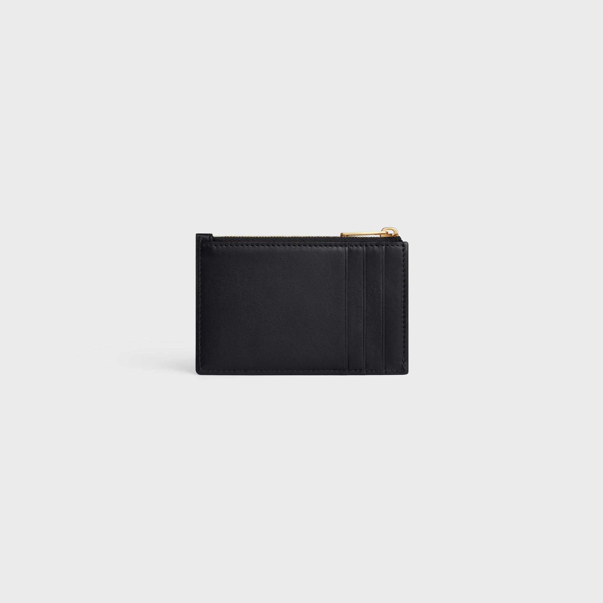 ZIPPED CARD HOLDER CUIR TRIOMPHE IN SHINY CALFSKIN BLACK - Image 3
